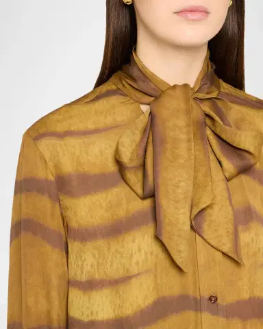 Frame The Silk Oversized Tie-Neck Shirt | Thumbnail 5 Frame The Silk Oversized Tie-Neck Shirt | Thumbnail 5