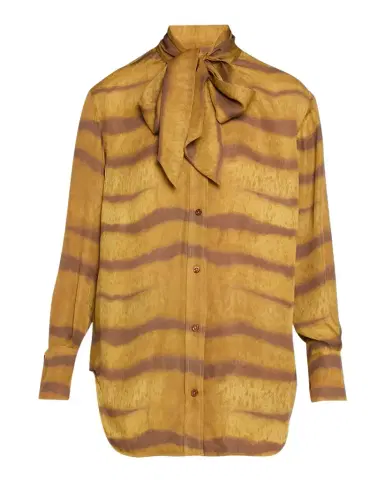 Frame The Silk Oversized Tie-Neck Shirt | Thumbnail 1 Frame The Silk Oversized Tie-Neck Shirt | Thumbnail 1