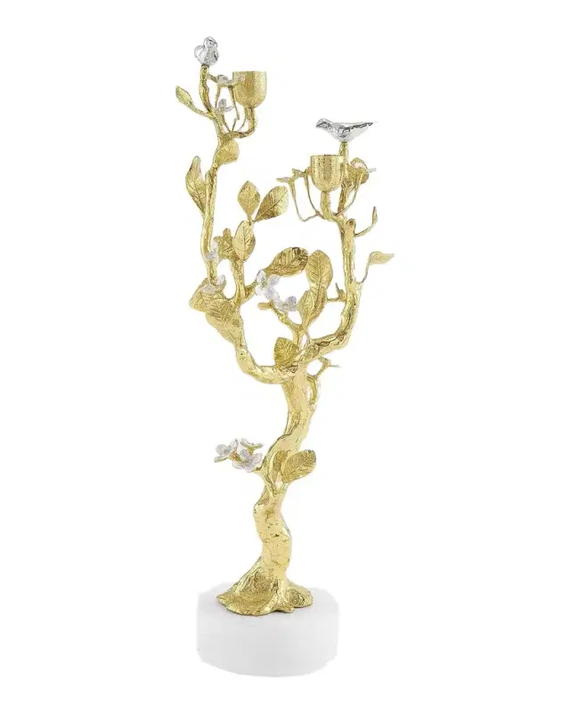 Michael Aram Lovebirds Silver & Gold Candelabra