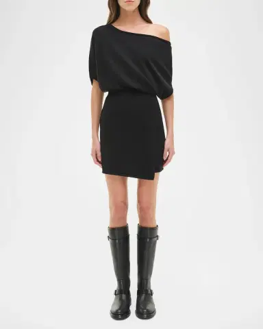 Simkhai Shania Faux-Wrap Wool-Blend Mini Dress | Thumbnail 2