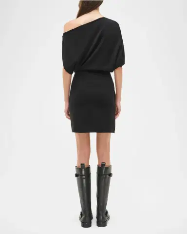 Simkhai Shania Faux-Wrap Wool-Blend Mini Dress | Thumbnail 3