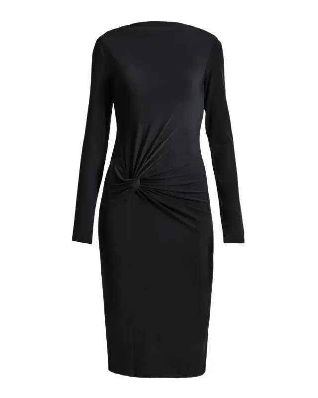 Santorelli Bodycon Bateau-Neck Midi Dress