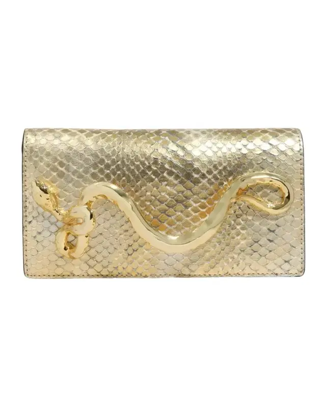 ALEXIS BITTAR Serpent Metallic Python-Embossed Leather Clutch Bag