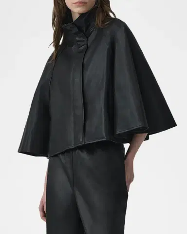 Simkhai Orvik Leather Cape Jacket | Thumbnail 4