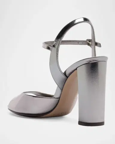 Alexandre Birman 0mm Amy Metallic Leather Ankle-Strap Sandals | Thumbnail 2