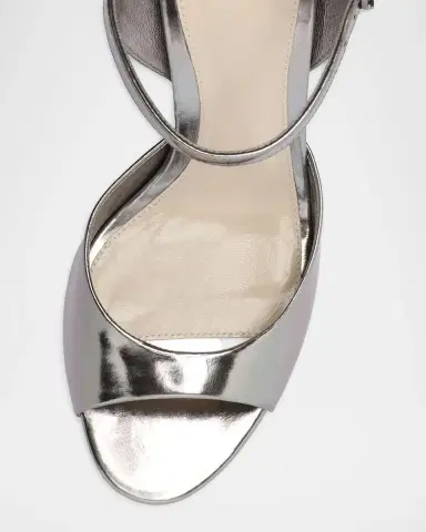 Alexandre Birman 0mm Amy Metallic Leather Ankle-Strap Sandals | Thumbnail 3