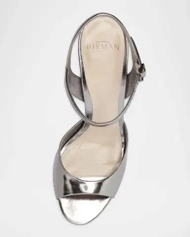 Alexandre Birman 0mm Amy Metallic Leather Ankle-Strap Sandals | Thumbnail 4