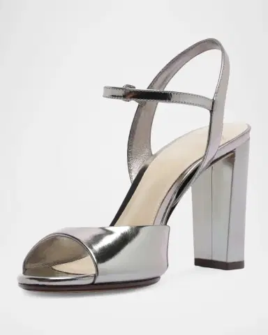 Alexandre Birman 0mm Amy Metallic Leather Ankle-Strap Sandals | Thumbnail 6