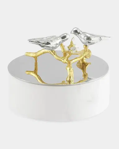 Michael Aram Lovebirds Silver & Gold Trinket Box | Thumbnail 2