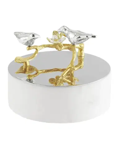 Michael Aram Lovebirds Silver & Gold Trinket Box | Thumbnail 1
