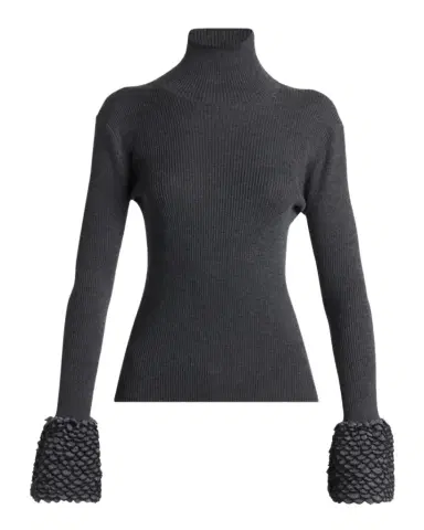 Alexander McQueen Wool Rib-Knit Scalloped-Cuff Top | Thumbnail 1