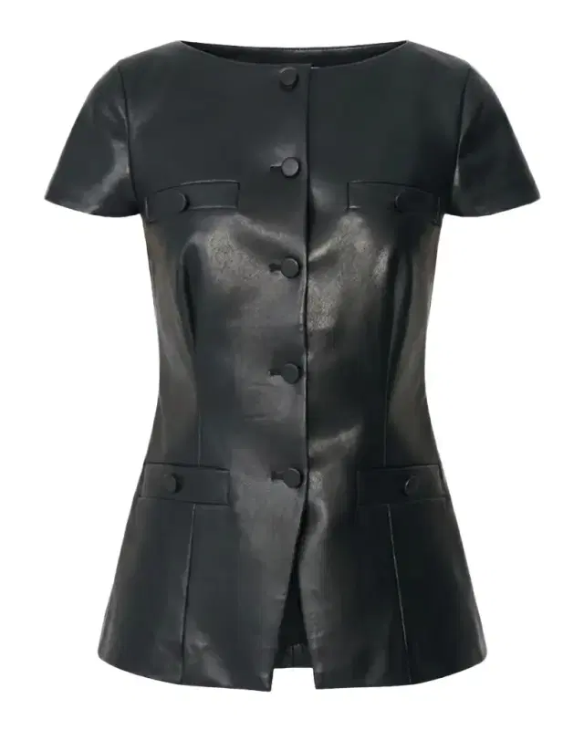 Toccin Ilya Bateau-Neck Vegan Leather Vest
