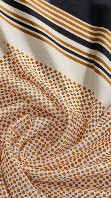 A.L.C. A. L.C. Albers Print Silk Scarf Black/Caramel Dotted One Size | Thumbnail 5