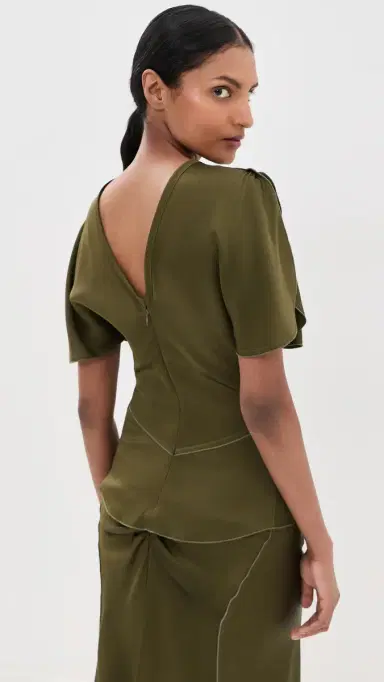 Victoria Beckham Bela Top Marsh Green | Thumbnail 3 Victoria Beckham Bela Top Marsh Green | Thumbnail 3
