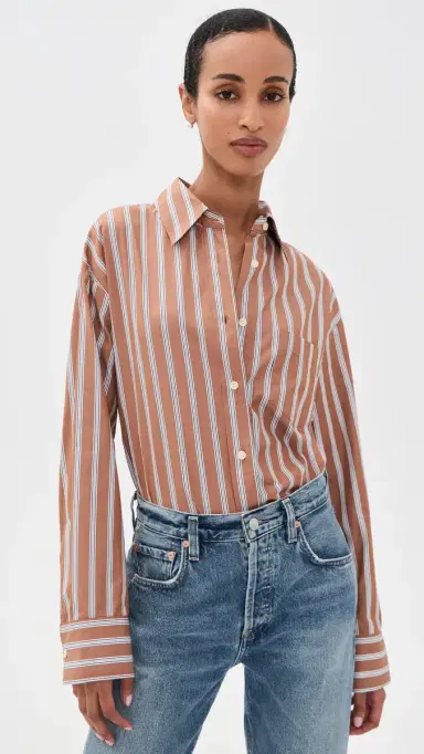 Citizens of Humanity Thea Boyfriend Shirt Copper tripe | Thumbnail 2 Citizens of Humanity Thea Boyfriend Shirt Copper tripe | Thumbnail 2