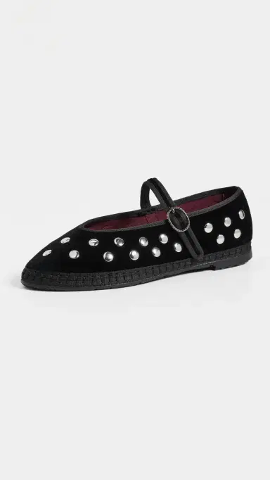 Flabelus Mae Silver Black Mary Jane Flats | Thumbnail 2 Flabelus Mae Silver Black Mary Jane Flats | Thumbnail 2