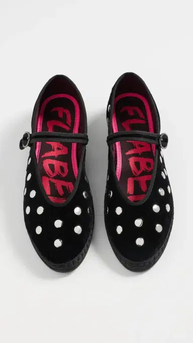 Flabelus Mae Silver Black Mary Jane Flats | Thumbnail 5 Flabelus Mae Silver Black Mary Jane Flats | Thumbnail 5