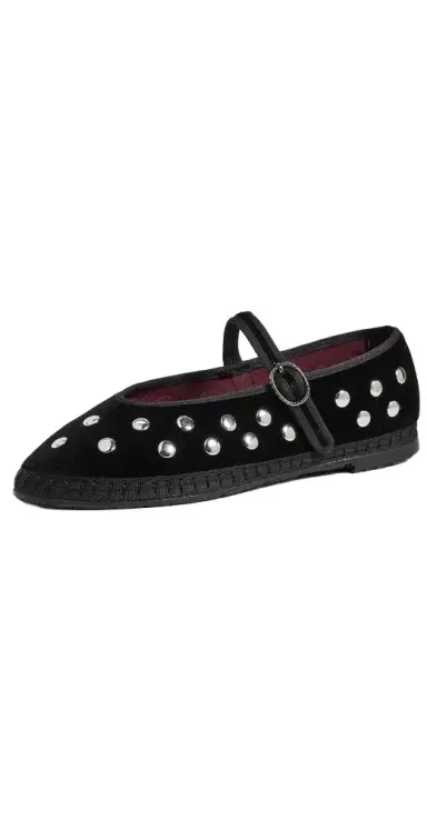 Flabelus Mae Silver Black Mary Jane Flats | Thumbnail 1 Flabelus Mae Silver Black Mary Jane Flats | Thumbnail 1