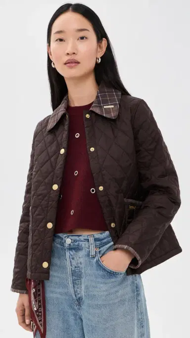 Barbour Icons Tartan Collar Cropped Liddesdale Quilted Jacket | Thumbnail 2