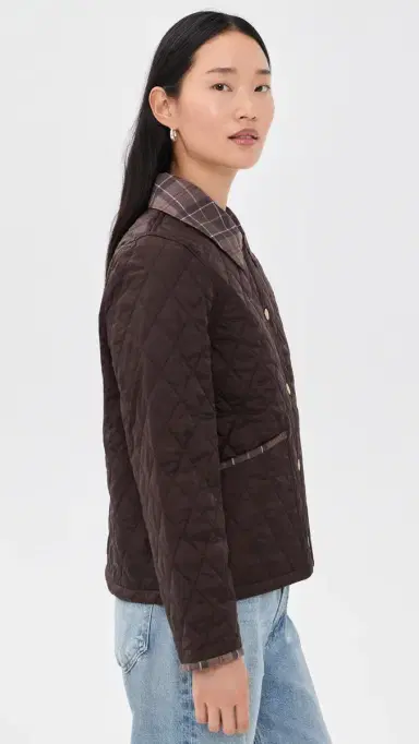 Barbour Icons Tartan Collar Cropped Liddesdale Quilted Jacket | Thumbnail 4