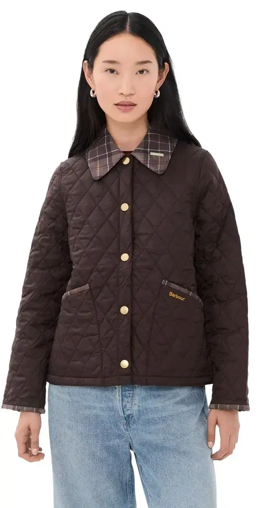 Barbour Icons Tartan Collar Cropped Liddesdale Quilted Jacket Rustic/Muted 4