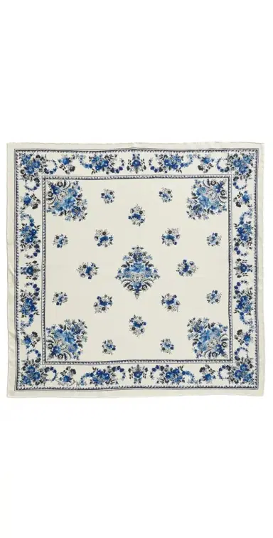 Loeffler Randall Beverly Silk Scarf Cream/Blue Silk One Size | Thumbnail 1