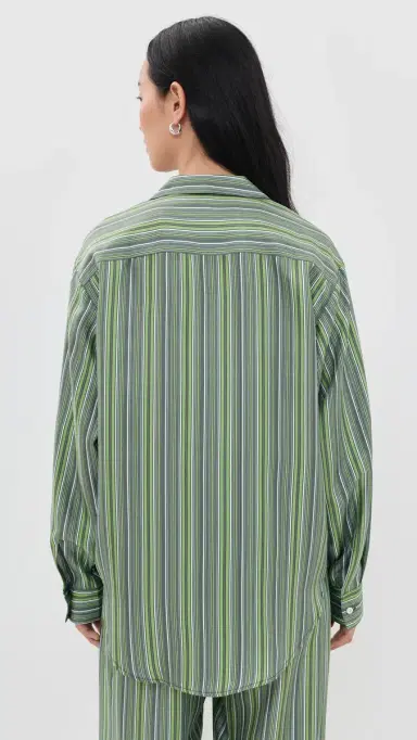 Comme Si Long Sleeve Notched Collar Shirt Abruzzo Stripe L | Thumbnail 3 Comme Si Long Sleeve Notched Collar Shirt Abruzzo Stripe L | Thumbnail 3