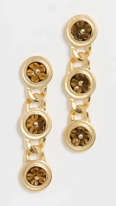 Brinker + Eliza Cherry Blossom Earrings Tiger's Eye One Size | Thumbnail 2