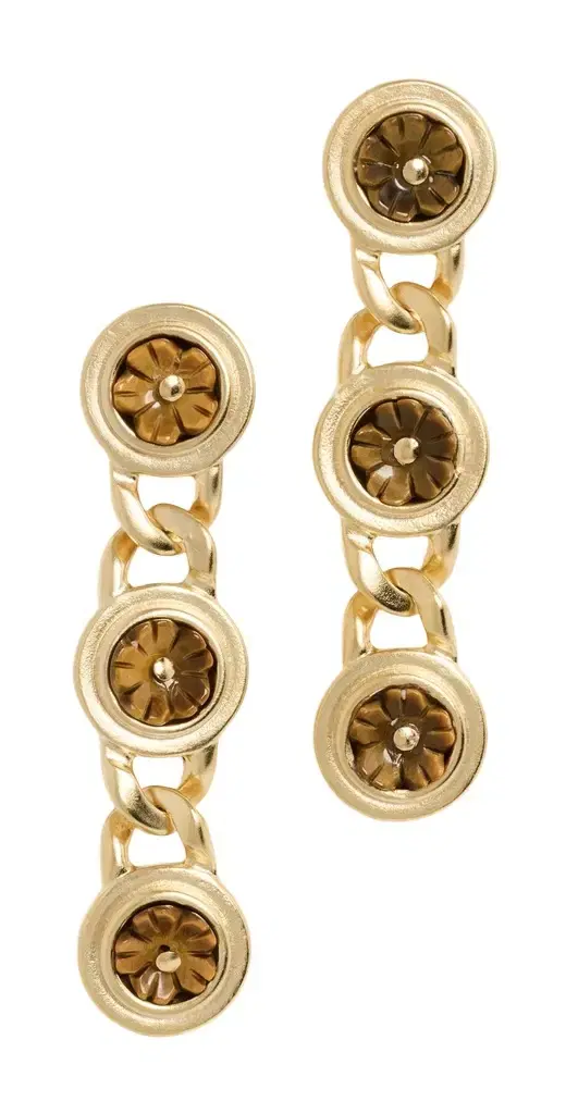 Brinker + Eliza Cherry Blossom Earrings Tiger's Eye One Size