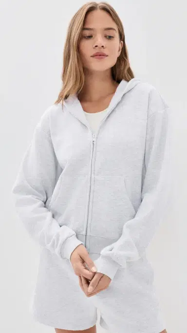 Skims Classic Zip Up Hoodie ight Heather Grey | Thumbnail 2