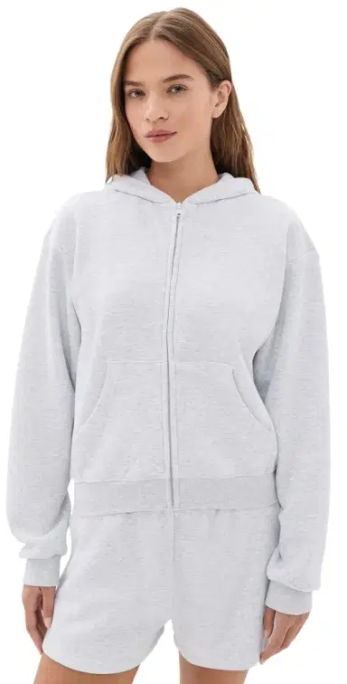 Skims Classic Zip Up Hoodie ight Heather Grey | Thumbnail 1