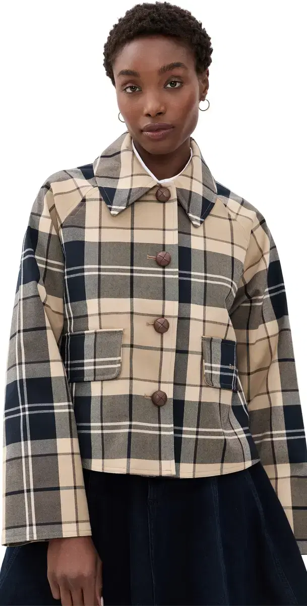 Barbour Delilah Checked Showerproof Jacket Birchwood Dress 6