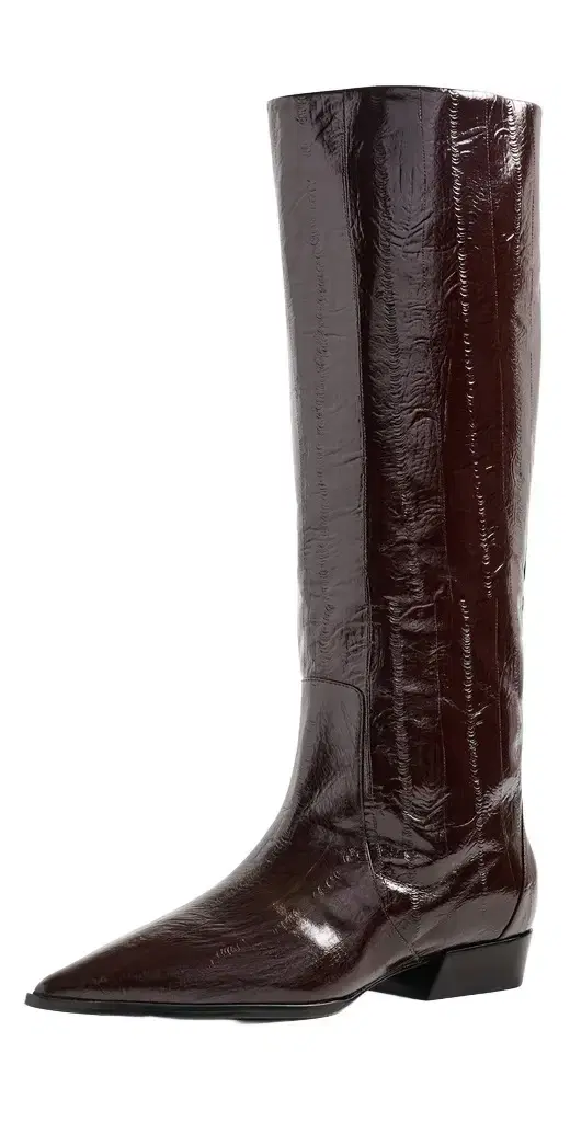 Black Suede Studio Aero 25 Boots Brown Eel Printed Leather