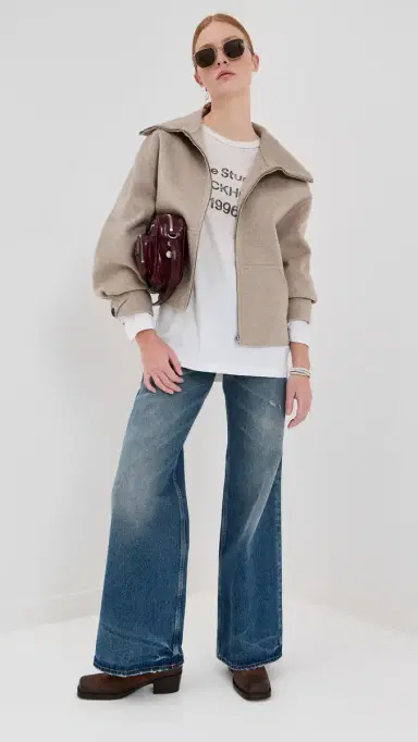 Acne Studios Wool Cashmere Double Jacket Oatmeal Melange | Thumbnail 5