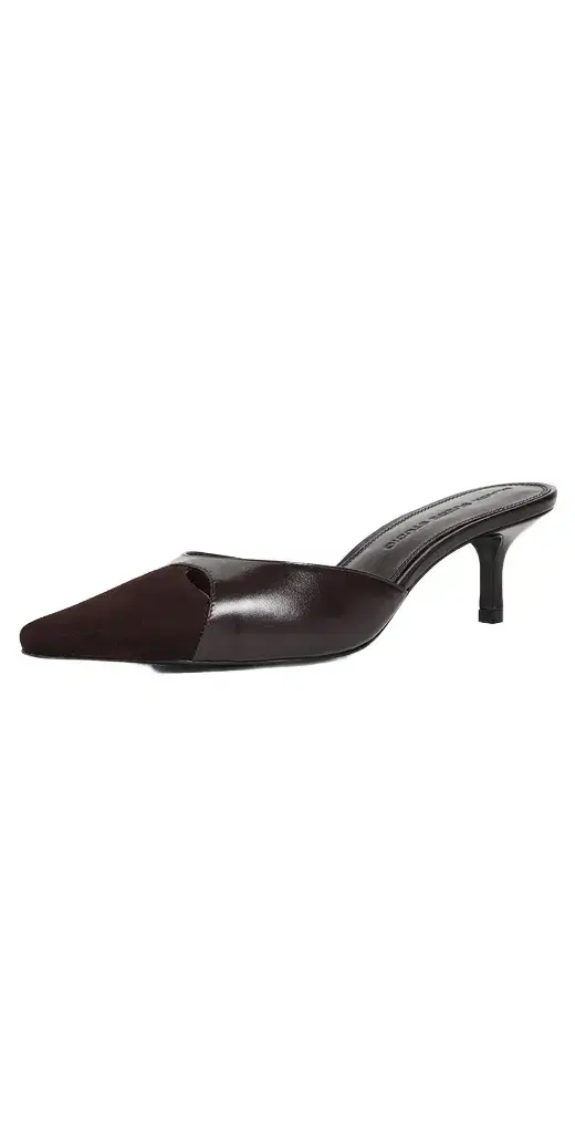 Black Suede Studio Rue 50 Heels Hot Fudge Leather/Suede