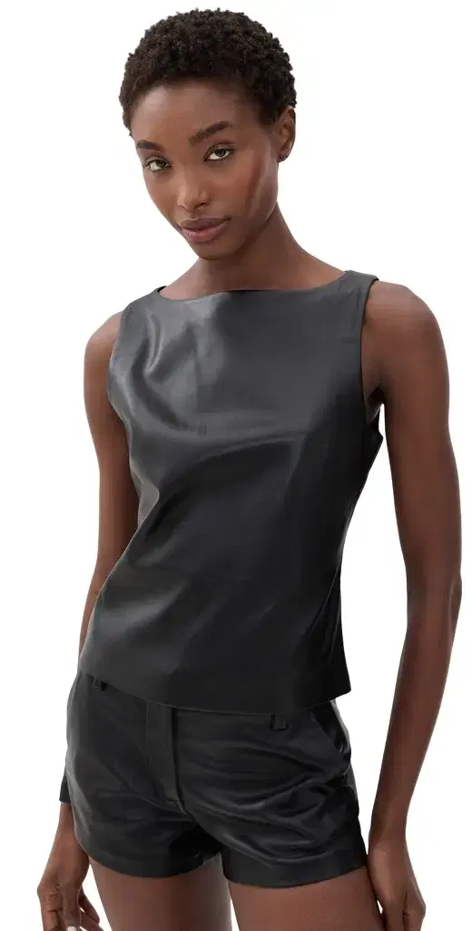 Joe's Jeans The Vegan eather Boat Neck Tank Black