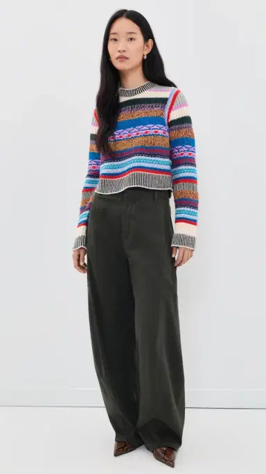 Mother The Extra Crop Sweater Red Blue Multi tripe | Thumbnail 5 Mother The Extra Crop Sweater Red Blue Multi tripe | Thumbnail 5