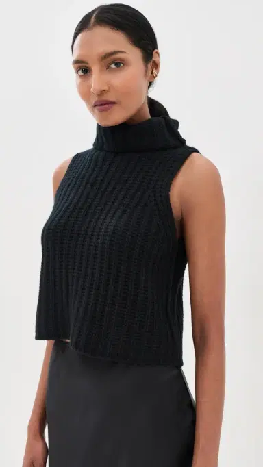 Sablyn Saige Cropped Turtleneck Cashmere Pullover Black | Thumbnail 2 Sablyn Saige Cropped Turtleneck Cashmere Pullover Black | Thumbnail 2