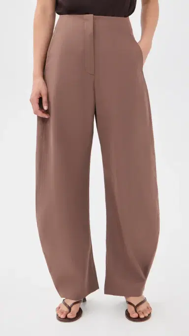 Source Unknown Edolo Barrel Leg Trousers Brown M | Thumbnail 2