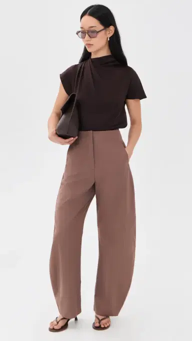 Source Unknown Edolo Barrel Leg Trousers Brown M | Thumbnail 5