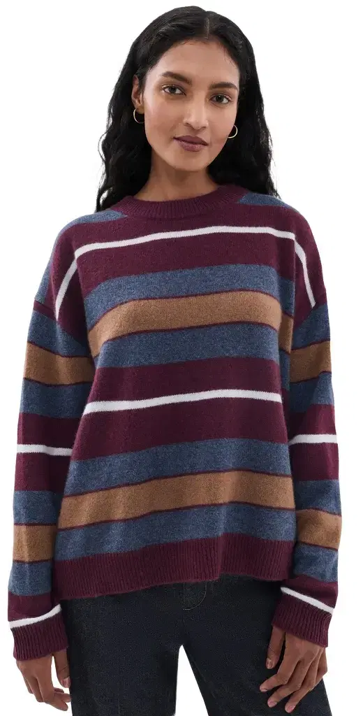 Staud errano Cashmere Relaxed Crew Sweater Monaco tripe