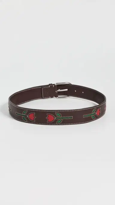 Loeffler Randall Gage Western Belt Espresso Vachetta With Tulips | Thumbnail 4 Loeffler Randall Gage Western Belt Espresso Vachetta With Tulips | Thumbnail 4