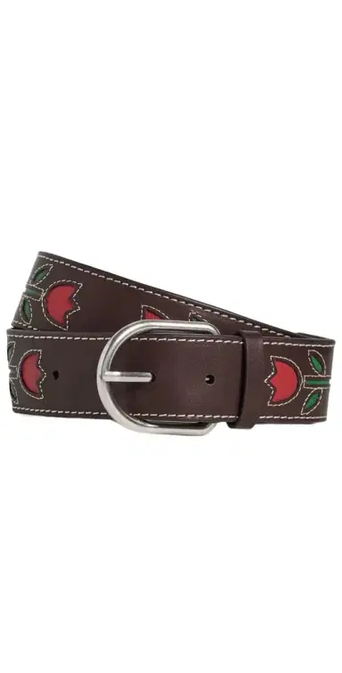 Loeffler Randall Gage Western Belt Espresso Vachetta With Tulips | Thumbnail 1 Loeffler Randall Gage Western Belt Espresso Vachetta With Tulips | Thumbnail 1