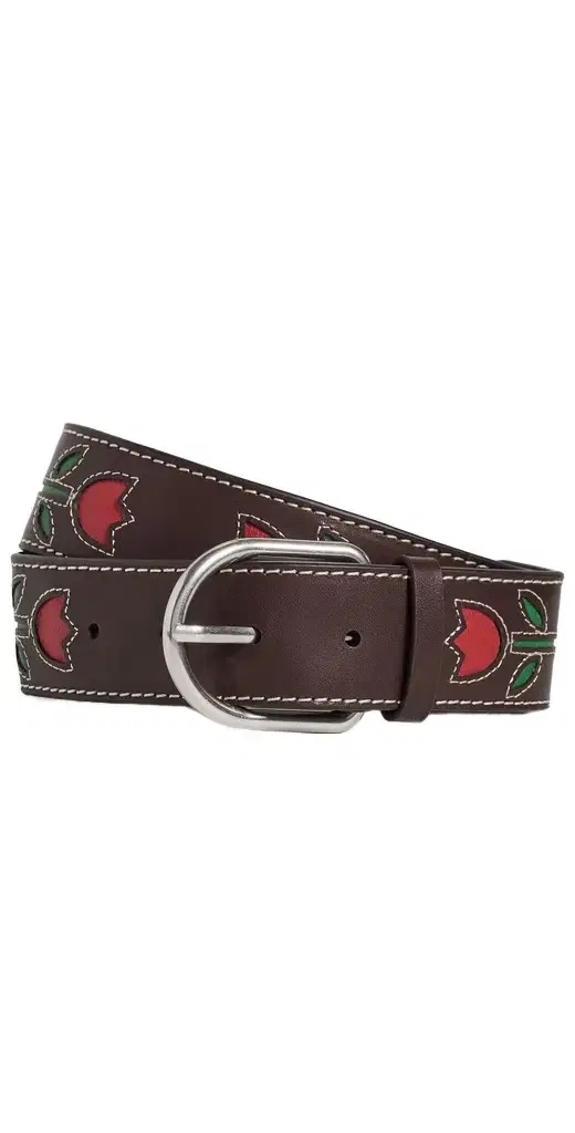 Loeffler Randall Gage Western Belt Espresso Vachetta With Tulips