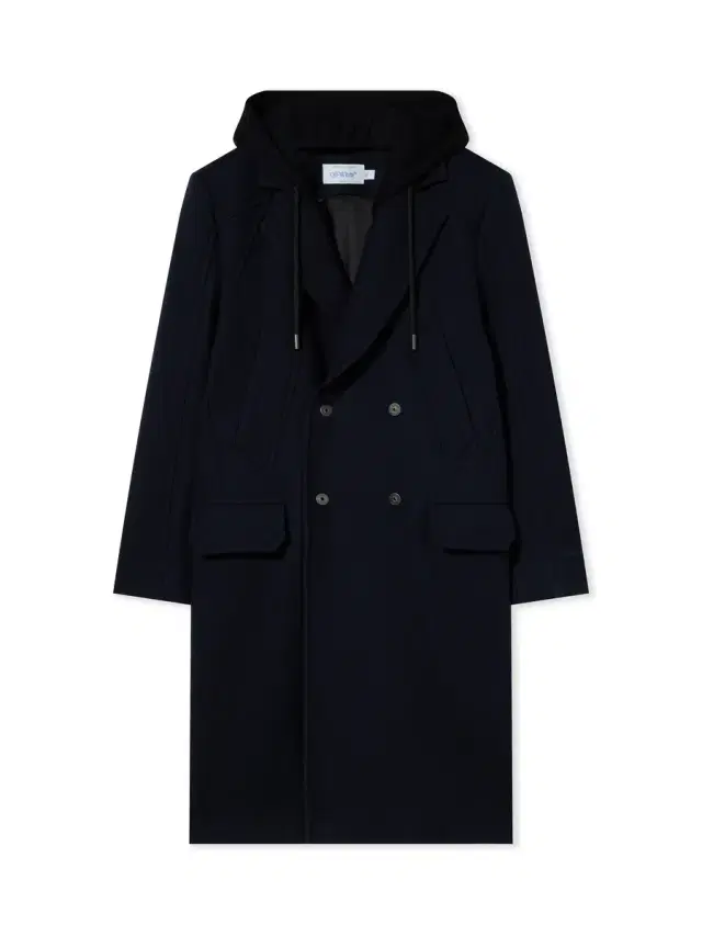Off-White Wool Varsity Hooded Double-Breasted Coat
