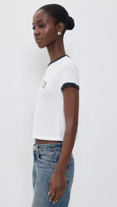 Favorite Daughter The Cropped Favorite Tee White/Navy | Thumbnail 4