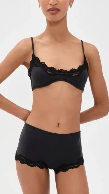 Skims Fits Everybody Lace Boy Shorts Onyx | Thumbnail 4