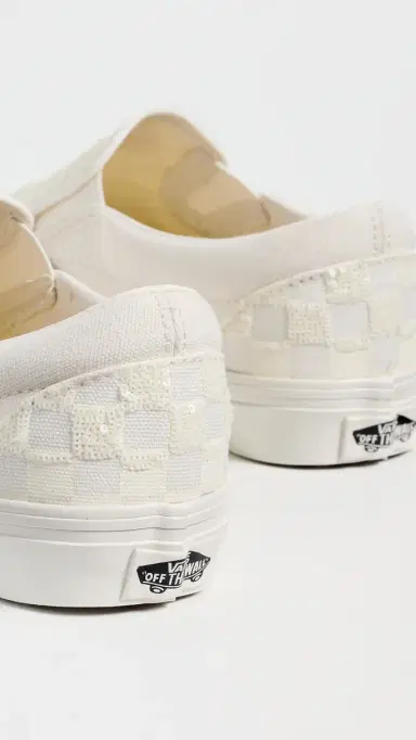 Vans Classic Slip On Sneakers Beaded White Checkerboard | Thumbnail 4