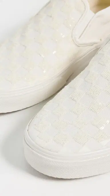 Vans Classic Slip On Sneakers Beaded White Checkerboard | Thumbnail 6