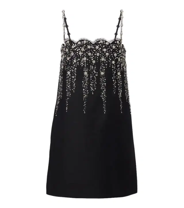 Valentino Crepe Couture crystal-embellished minidress